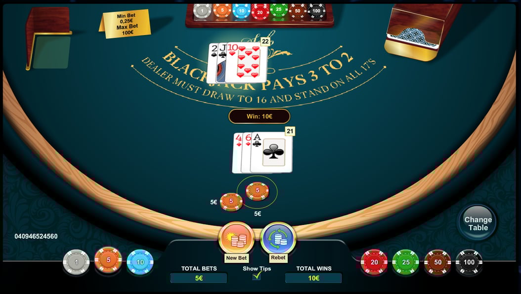 Blackjack solo win